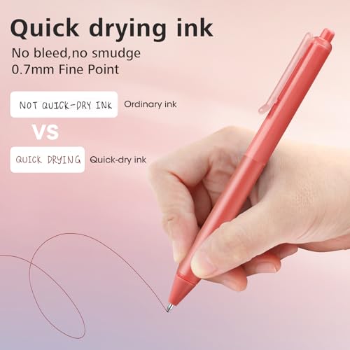 WRITECH Retractable Gel Ink Pens: Fine Point 0.7mm Assorted Color Soft Grip 8ct No Bleed & Smear Extra Smooth Writing Bullet Tip Colored Pen Set for Journaling Coloring - Image 4