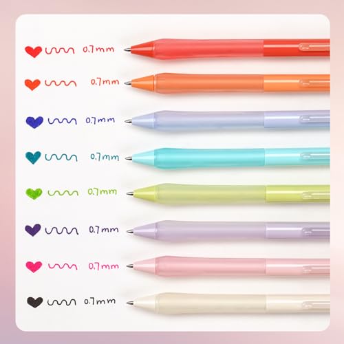 WRITECH Retractable Gel Ink Pens: Fine Point 0.7mm Assorted Color Soft Grip 8ct No Bleed & Smear Extra Smooth Writing Bullet Tip Colored Pen Set for Journaling Coloring - Image 2