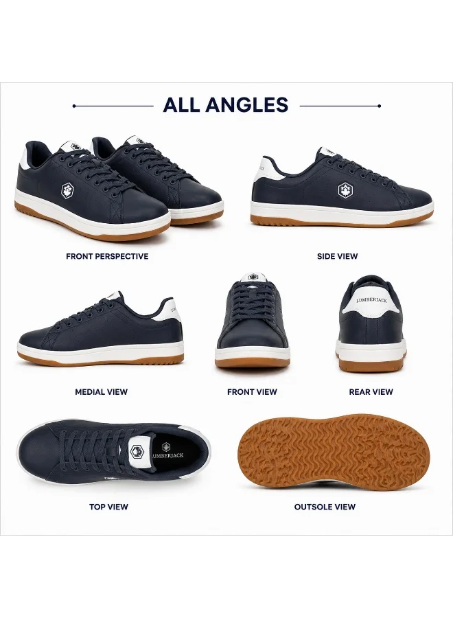 Lumberjack  Rea Men Sneakers Navy Blue Off-White PU – Lightweight Comfortable Casual Shoes, Lace-Up Everyday Footwear for Men | Best Price UAE