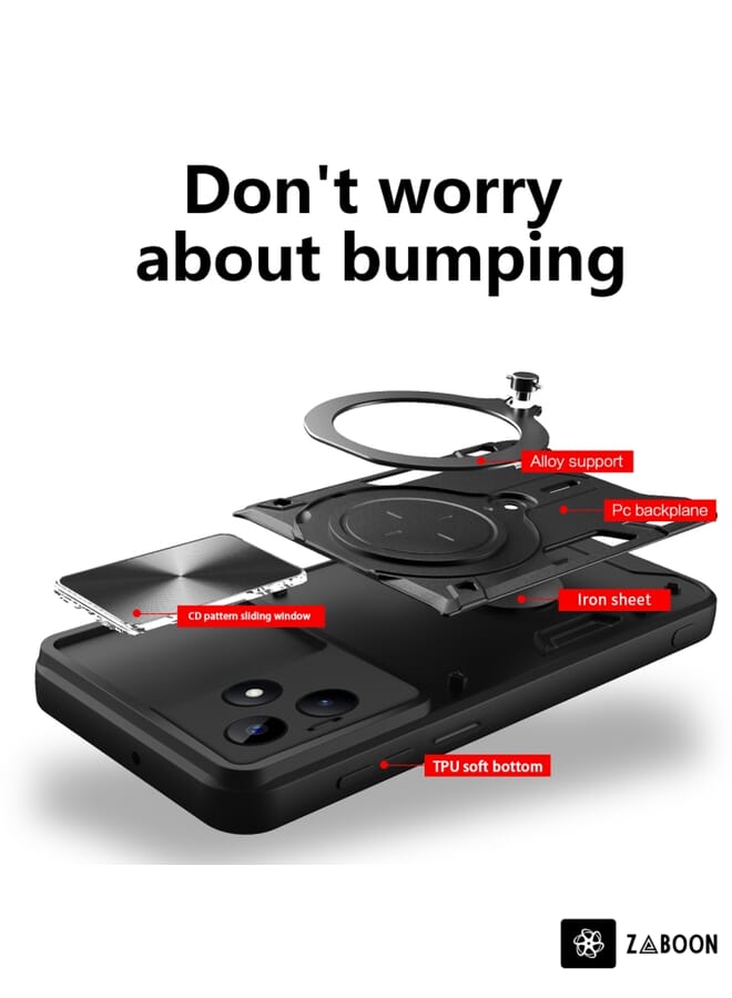 جرين تايجر ل Realme C53 4G / Narzo N53 CD الملمس انزلاق Camshield حامل مغناطيسي جراب هاتف (أحمر) - Image 3