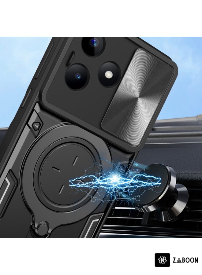 جرين تايجر ل Realme C53 4G / Narzo N53 CD الملمس انزلاق Camshield حامل مغناطيسي جراب هاتف (أحمر) - Image 4