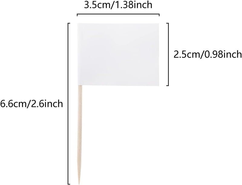 HSYMQ 100 Pieces Blank Toothpick Flags Cheese Markers Food Labels for Party Buffet Cheese Labels for Charcuterie Board Cocktail Picks for Appetizers (White) - Image 2