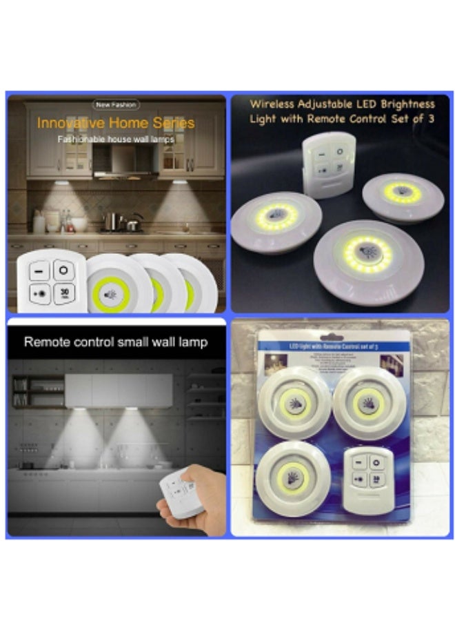 مجموعة اضاءة سبوت مصابيح ليد مع ريموت جهاز تحكم عن بعد للطوارئ والديكور 3 قطع - Image 1