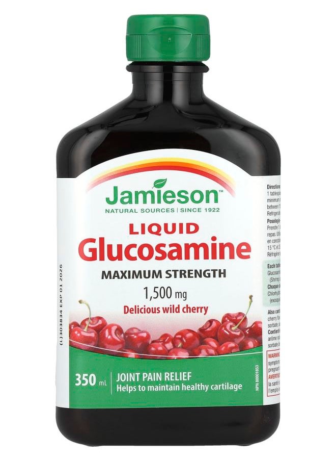 Jamieson Liquid Glucosamine Maximum Strength Delicious Wild Cherry 1500 mg 350 ml 