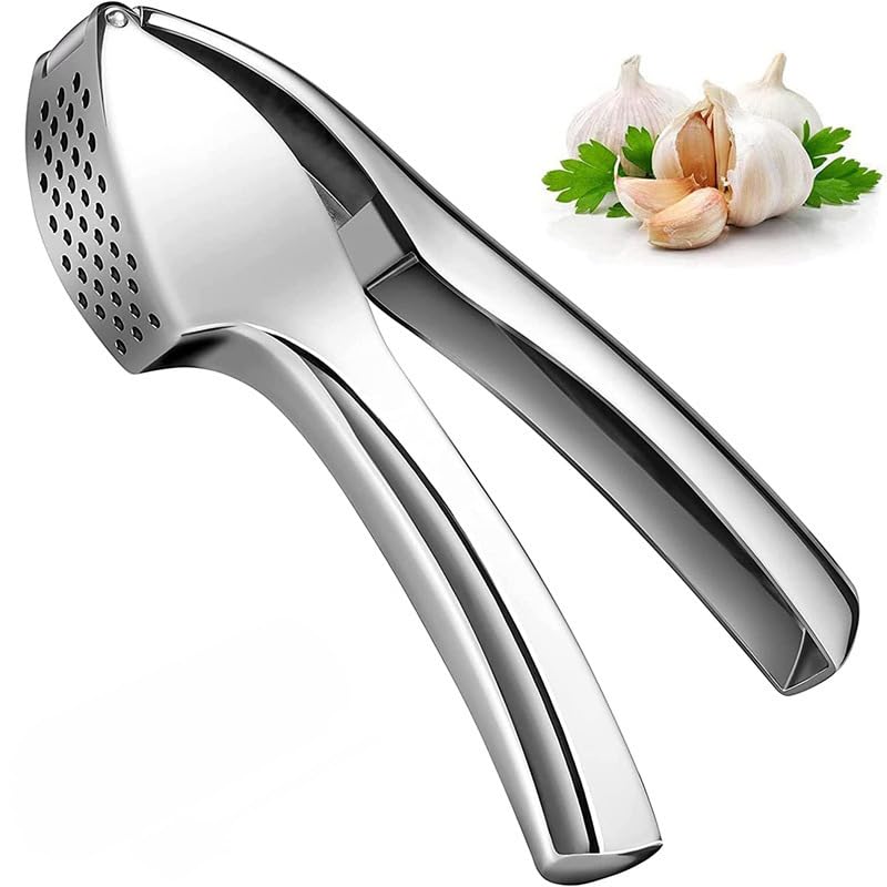 EZYHOME EZYHOME Garlic Press Mincer Squeezer with Big Size Basket Professional Garlic Squeezer Heavy Duty Rust Proof Garlic Chopper Mashed Garlic Puree Maker Easy to Clean Dishwasher Safe  - Image 1