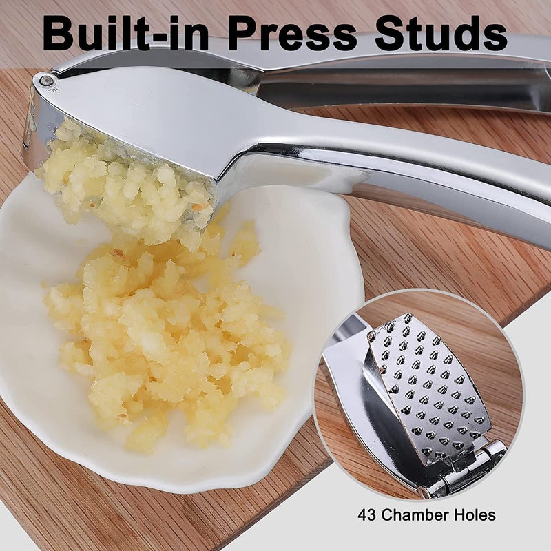 EZYHOME EZYHOME Garlic Press Mincer Squeezer with Big Size Basket Professional Garlic Squeezer Heavy Duty Rust Proof Garlic Chopper Mashed Garlic Puree Maker Easy to Clean Dishwasher Safe  - Image 4