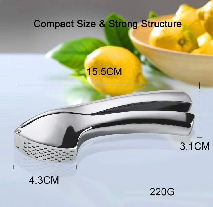 EZYHOME EZYHOME Garlic Press Mincer Squeezer with Big Size Basket Professional Garlic Squeezer Heavy Duty Rust Proof Garlic Chopper Mashed Garlic Puree Maker Easy to Clean Dishwasher Safe  - Image 2