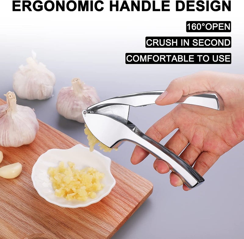 EZYHOME EZYHOME Garlic Press Mincer Squeezer with Big Size Basket Professional Garlic Squeezer Heavy Duty Rust Proof Garlic Chopper Mashed Garlic Puree Maker Easy to Clean Dishwasher Safe  - Image 5