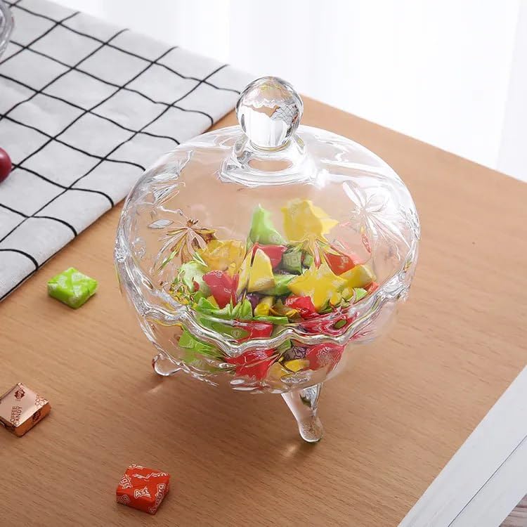 Wringo 400Ml Glass Storage Candy Jar With Lids,Canister Glass Jars For Food Storage,Canisters Kitchen Organizers,Pantry & Storage For Pasta,Sugar,Coffee,Tea,Candy,Cookie Pack Of (1) - Multicolor - Image 1
