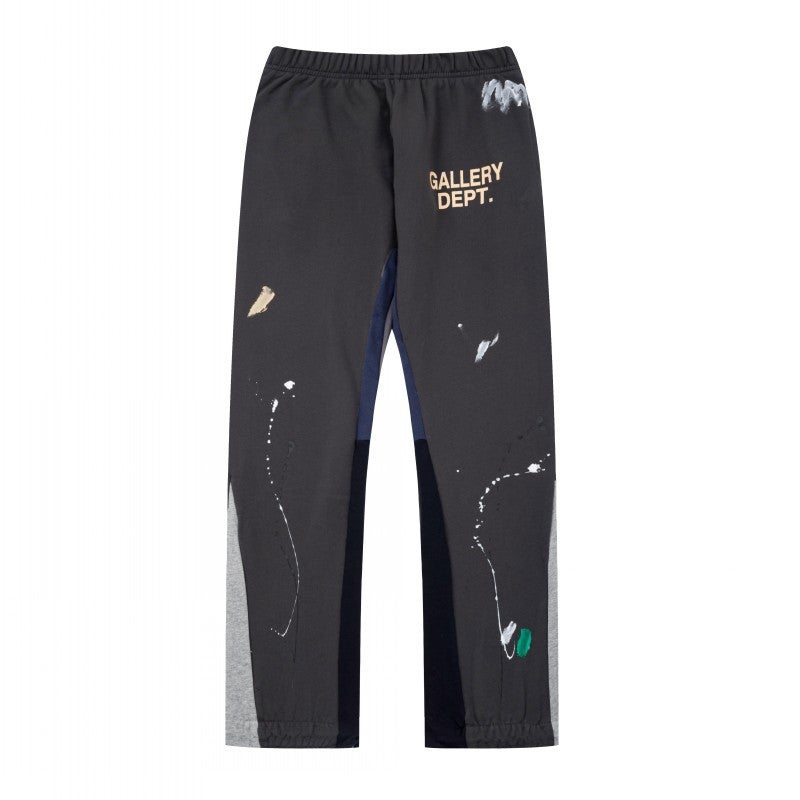 Gallery Dept Classic Hand-Painted Splash Ink Graffiti Printed Stitching Pure Cotton Pants Lovers Casual Trousers - Image 1