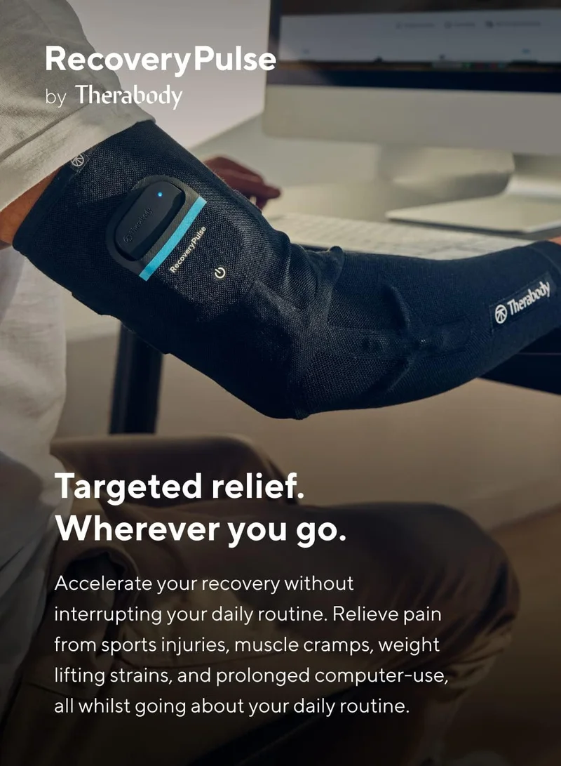 Therabody Therabody RecoveryPulse Arm Sleeve 1 PIECE, Compression and Vibration Sleeve for On The Go Relief, Reduce Soreness and Pain in Upper Arms, Increase Flexibility, Medium