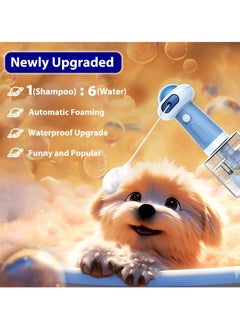 Excefore Electric Pet Cleaning Foam Machine Upgrade IPX7 Waterproof Dog Bath Supplies Automatic Cat Dog Soap Dispenser Magnetic Charging Shampoo Frother for Dogs Cats Deep Cleaning Pet Fur 350ml Blue  - Image 2