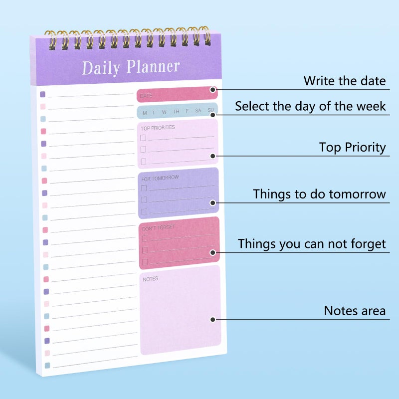 LABUK 10 Pack Daily To Do List Notebook 5" x 8" Daily Planner 30 Sheets Spiral to Do List Notebook for Classroom Office Plan Work Schedule Checklist - Image 4