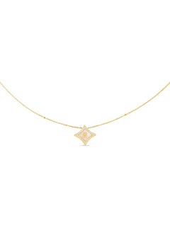 CERRUTI 1881 Silvia Gold-Plated Necklace, Diamond-Shaped Mother of Pearl Pendant with Embedded Crystals, Elegant Sparkle for Women  - Image 1