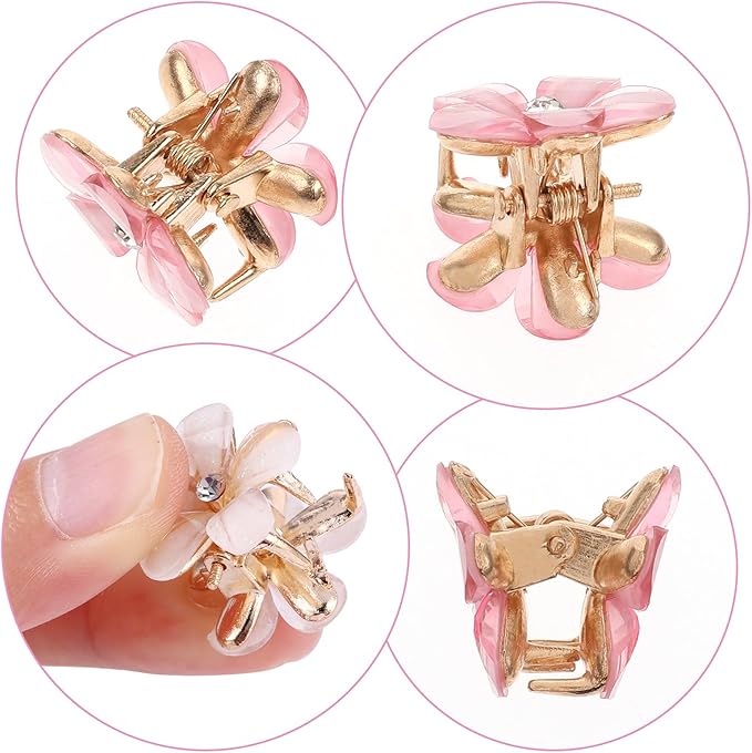 cobee 16PCS Flower Hair Clips Crystal Rhinestone Petal Hair Clip Small Hair Clips Mini Hair Claw Clips Fashion Hair Accessories for Women Girls Birthday and Wedding PartyBlue Beige Pink Purple