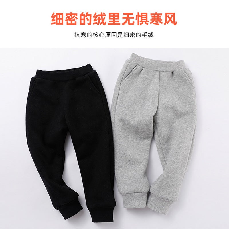 Children'S Cashmere Pants New Children'S Leisure Sports Pants Boys And Girls Silver Fox Cashmere Warm Pants - Image 5