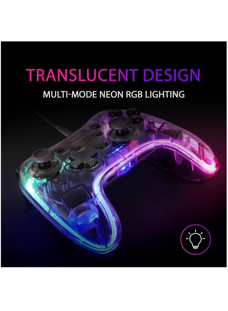 Gaming MGP-C Professional Neon RGB Dual Haptic Vibration Gamepad Analog Joysticks Controller for PC, SWITCH, PS3, Raspberry Pi, Mac, Android - Image 2
