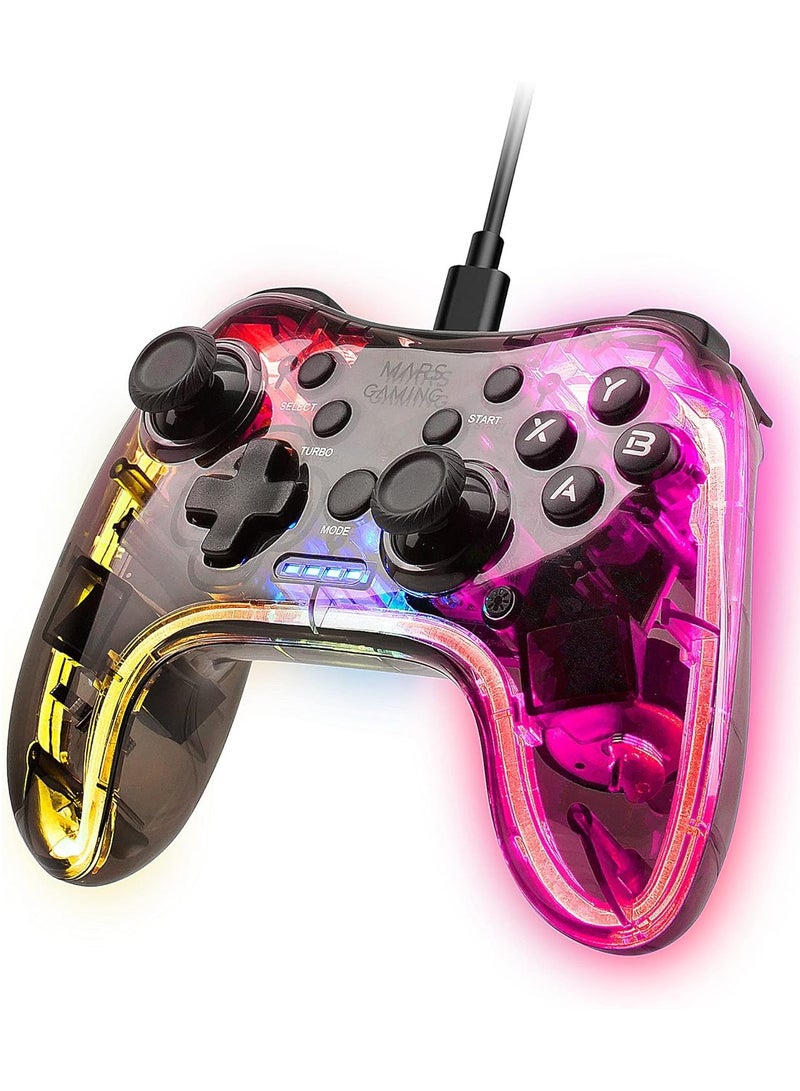 Gaming MGP-C Professional Neon RGB Dual Haptic Vibration Gamepad Analog Joysticks Controller for PC, SWITCH, PS3, Raspberry Pi, Mac, Android - Image 1