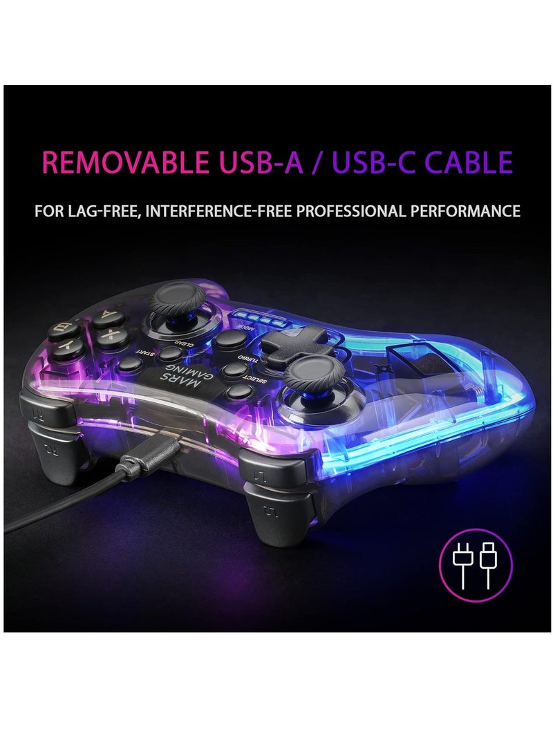 Gaming MGP-C Professional Neon RGB Dual Haptic Vibration Gamepad Analog Joysticks Controller for PC, SWITCH, PS3, Raspberry Pi, Mac, Android - Image 5