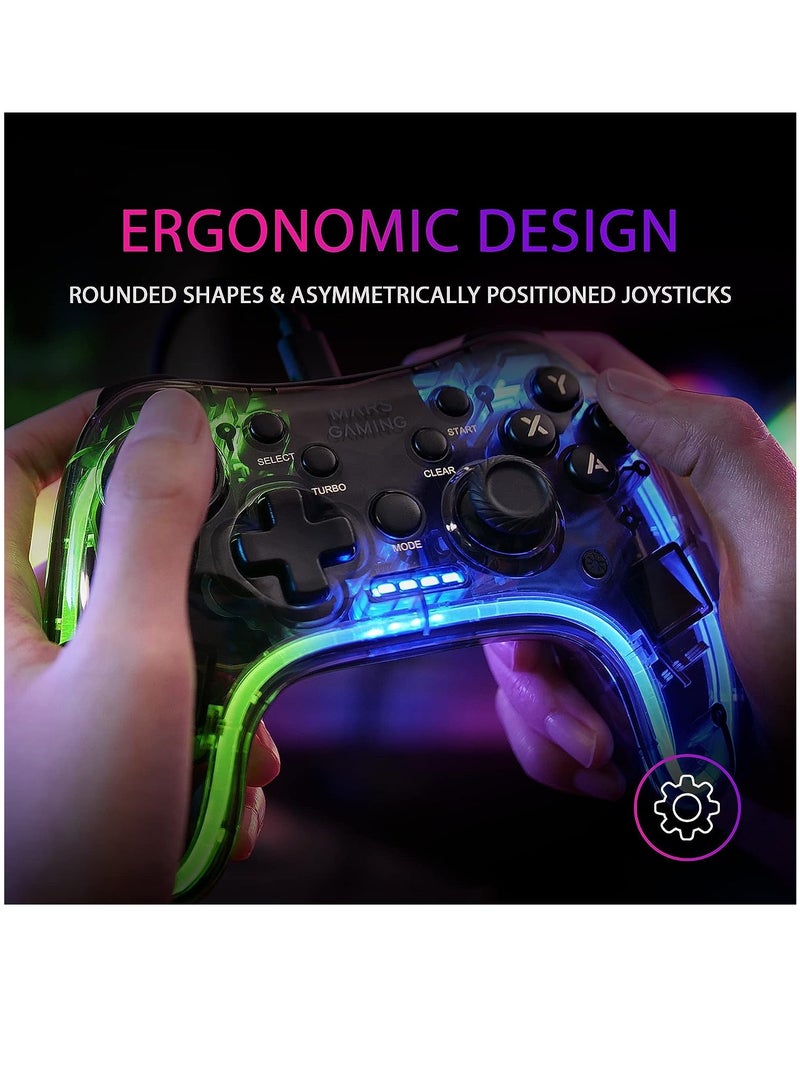 Gaming MGP-C Professional Neon RGB Dual Haptic Vibration Gamepad Analog Joysticks Controller for PC, SWITCH, PS3, Raspberry Pi, Mac, Android - Image 4