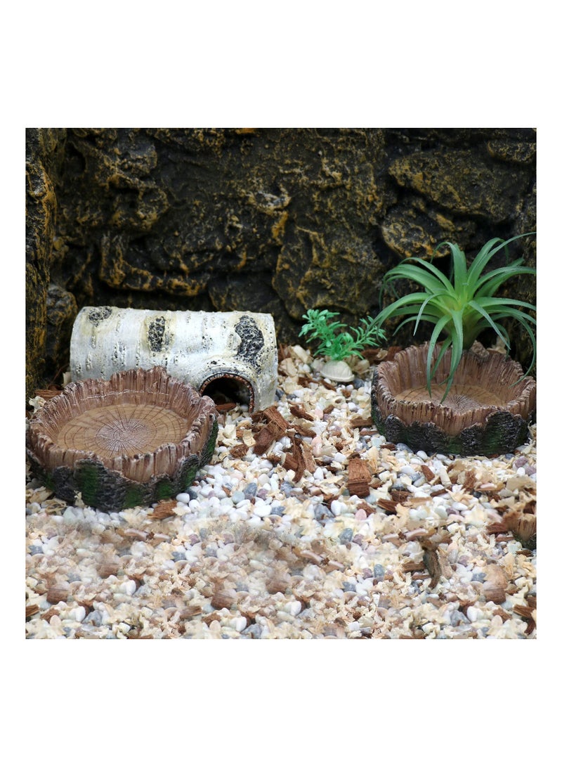 Reptile Feeder, Reptile Water Dish Food Bowls, Artificial Tree Trunk Reptile Tank Decor Bowl, for Leopard Gecko Lizard Spider Scorpion, Amphibian Feeding Bowl Decor (2PCS) - Image 5