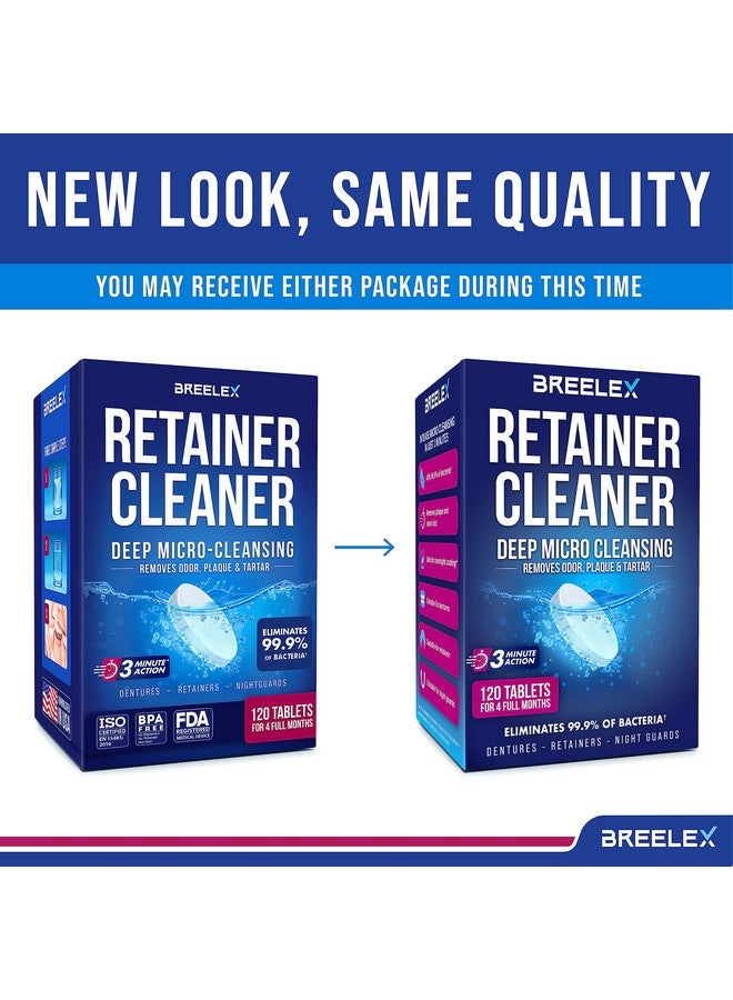 Breelex Breelex Denture Cleaning Tablets - 120 Retainer Cleaner Tablets for Aligner, Mouth & Night Guard - FSA HSA Approved Products - Dental Cleanser for Nightguard - Fresh in 3 Minute - Denture Cleaner  - Image 2