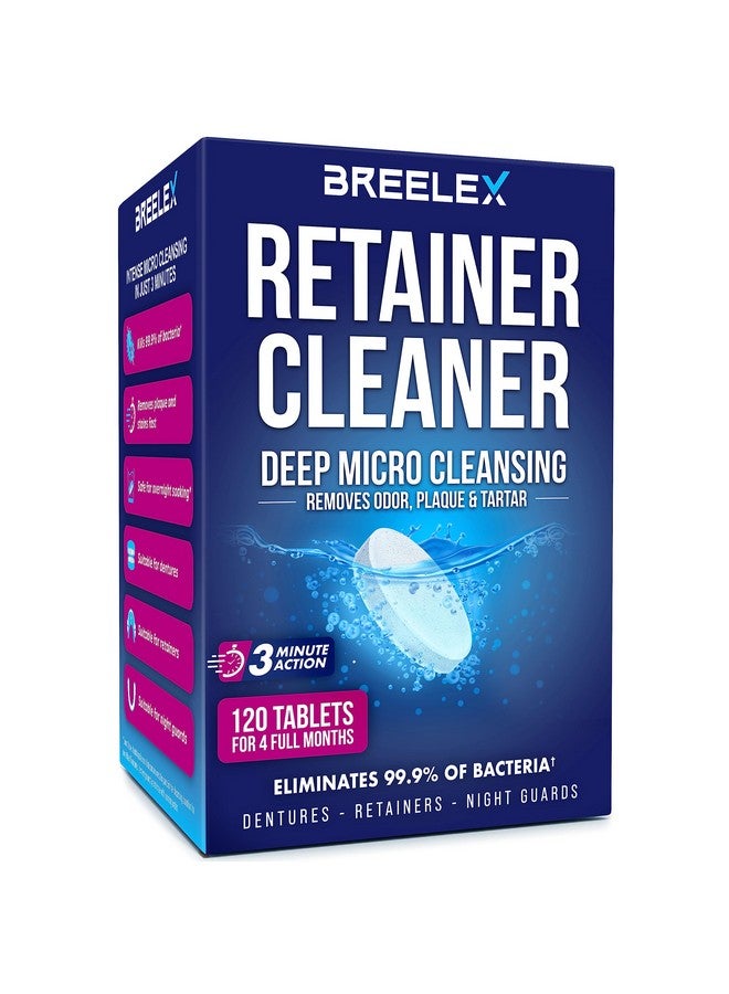 Breelex Breelex Denture Cleaning Tablets - 120 Retainer Cleaner Tablets for Aligner, Mouth & Night Guard - FSA HSA Approved Products - Dental Cleanser for Nightguard - Fresh in 3 Minute - Denture Cleaner  - Image 1