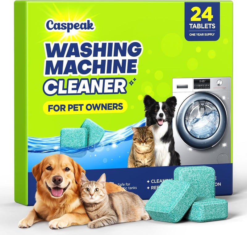 Caspeak Washing Machine Cleaner Tablets for Pet Owners - 24 Count, Deep Cleaning Formula - Image 1