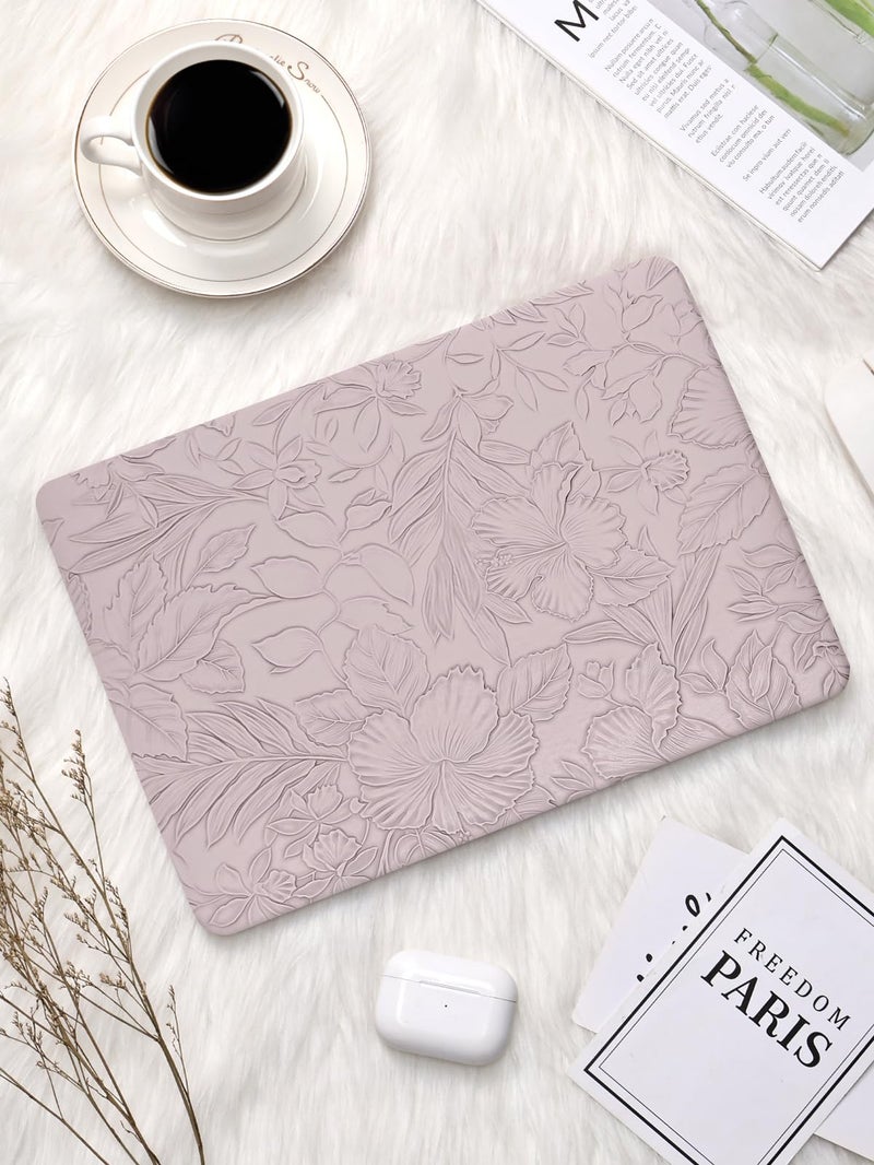 Seorsok Compatible with MacBook Air 13 Inch Case 2022 2021 2020-2018 Release A1932 A2179 M1 A2337,Elegant Leaves Flowers Leather Plastic Hard Shell Case with Keyboard Cover,Purple Blooming Floral - Image 4