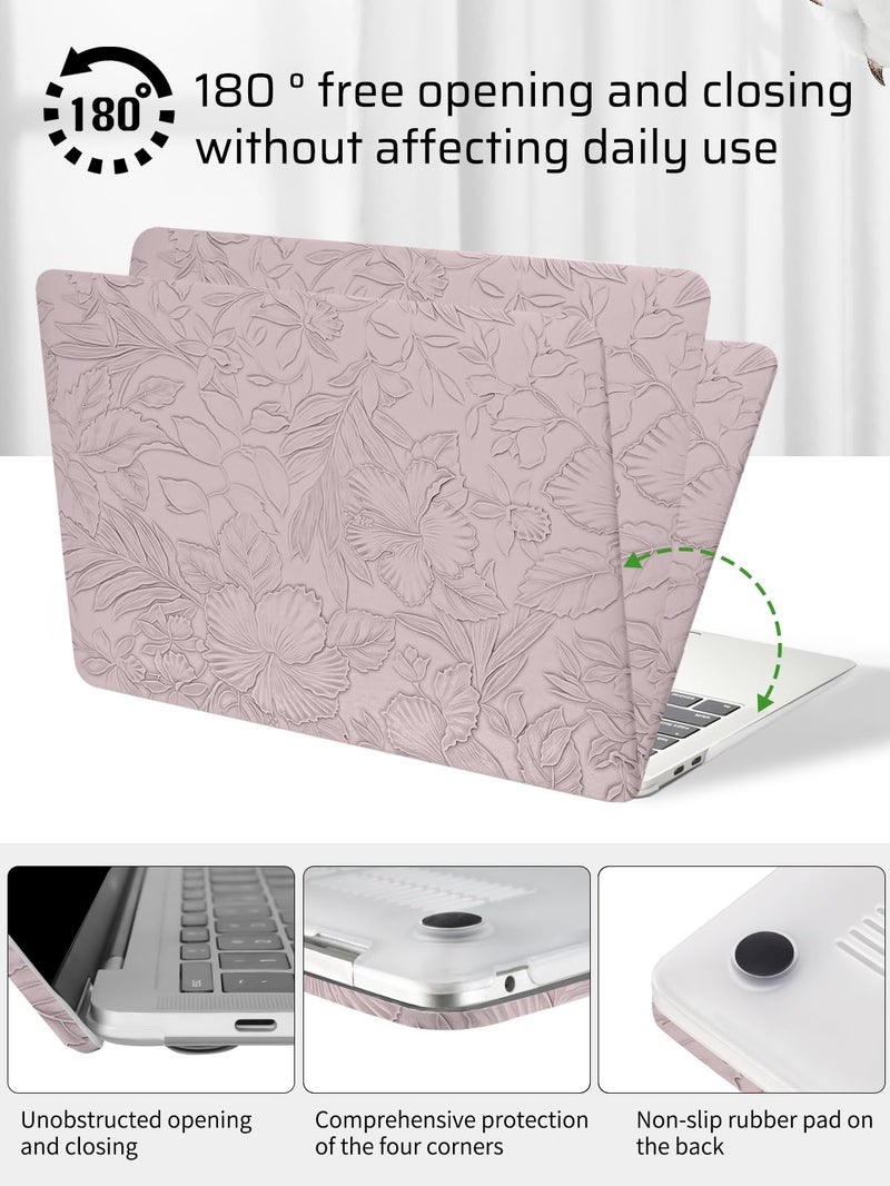 Seorsok Compatible with MacBook Air 13 Inch Case 2022 2021 2020-2018 Release A1932 A2179 M1 A2337,Elegant Leaves Flowers Leather Plastic Hard Shell Case with Keyboard Cover,Purple Blooming Floral - Image 5
