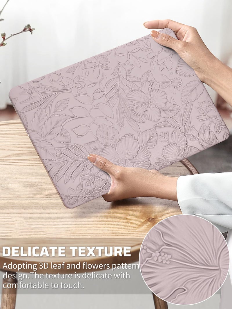 Seorsok Compatible with MacBook Air 13 Inch Case 2022 2021 2020-2018 Release A1932 A2179 M1 A2337,Elegant Leaves Flowers Leather Plastic Hard Shell Case with Keyboard Cover,Purple Blooming Floral - Image 2