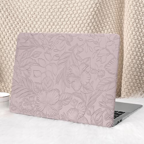 Seorsok Compatible with MacBook Air 13 Inch Case 2022 2021 2020-2018 Release A1932 A2179 M1 A2337,Elegant Leaves Flowers Leather Plastic Hard Shell Case with Keyboard Cover,Purple Blooming Floral - Image 1