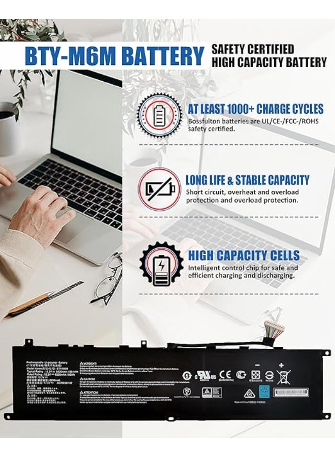 Maximum Capacity 99.99Wh Laptop Battery (BTY-M6M) - Replacement for MSI GS66 Stealth, GE66/GE76 Raider, WS66, Dragon Tiamat Series - Ultimate Power for Gaming - Image 2
