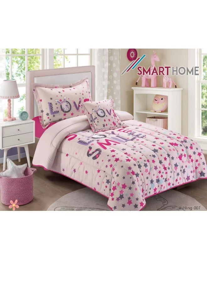 SMART HOME Children's bedding and quilt set with medium filling, consisting of 4 pieces, reversible elastic sheet, size 170 * 230 cm, for boys and girls - Image 1