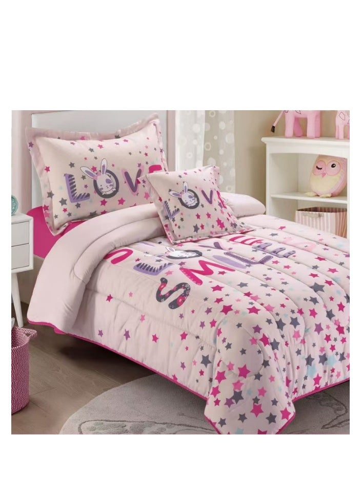 SMART HOME Children's bedding and quilt set with medium filling, consisting of 4 pieces, reversible elastic sheet, size 170 * 230 cm, for boys and girls - Image 5