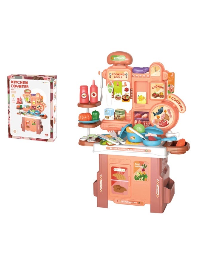 Kitchen Toys Set for Kids, Children's Pretend Play Cooking, 46 pcs, with Sound and Light - Image 2