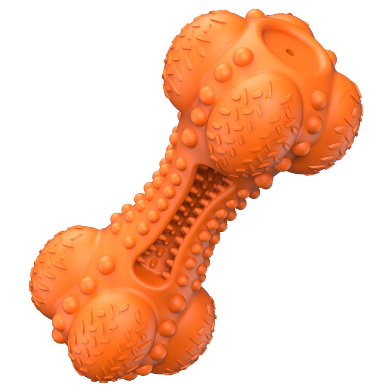 SCHITEC لعبة مضغ الكلاب SCHITEC squeaky، عظمة مطاطية طبيعية متينة مع فرشاة أسنان، غير قابلة للتدمير للكلاب العدوانية لتنظيف الأسنان للكلاب الكبيرة والمتوسطة - Image 1