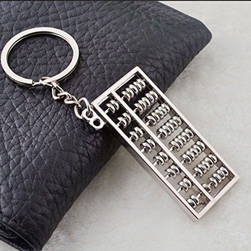 Mallofusa Alloy 8 Rolls Mini Abacus Keychain Key Ring Chain Metal Fob Pendant Ornament Trinket Silver - Image 5