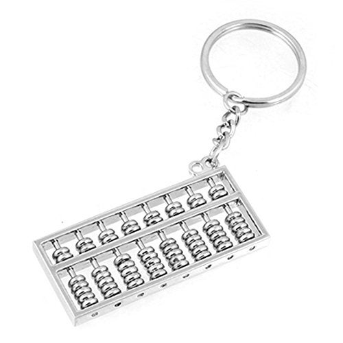 Mallofusa Alloy 8 Rolls Mini Abacus Keychain Key Ring Chain Metal Fob Pendant Ornament Trinket Silver - Image 1