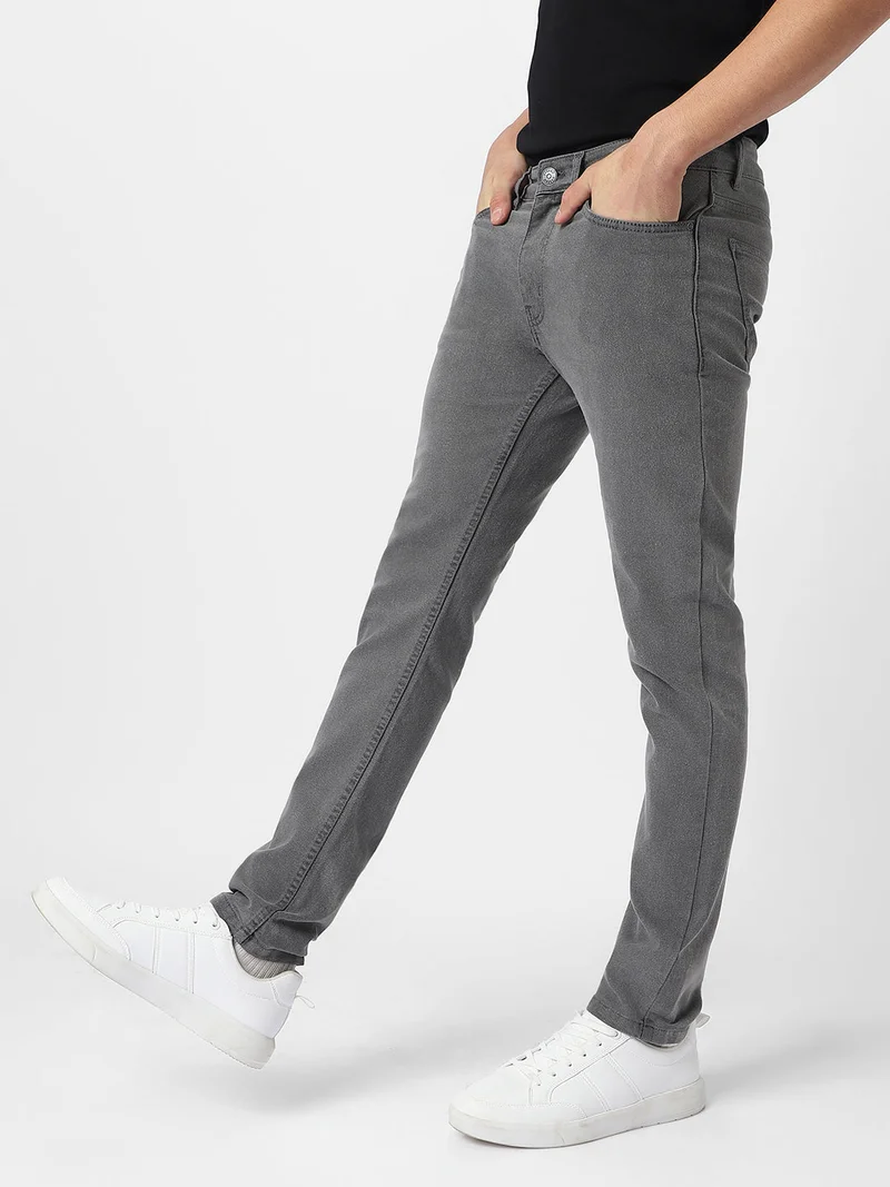 Urbano Fashion  Urbano Fashion Men's Light Grey Regular Fit Washed Jeans Stretchable  | Best Price UAE