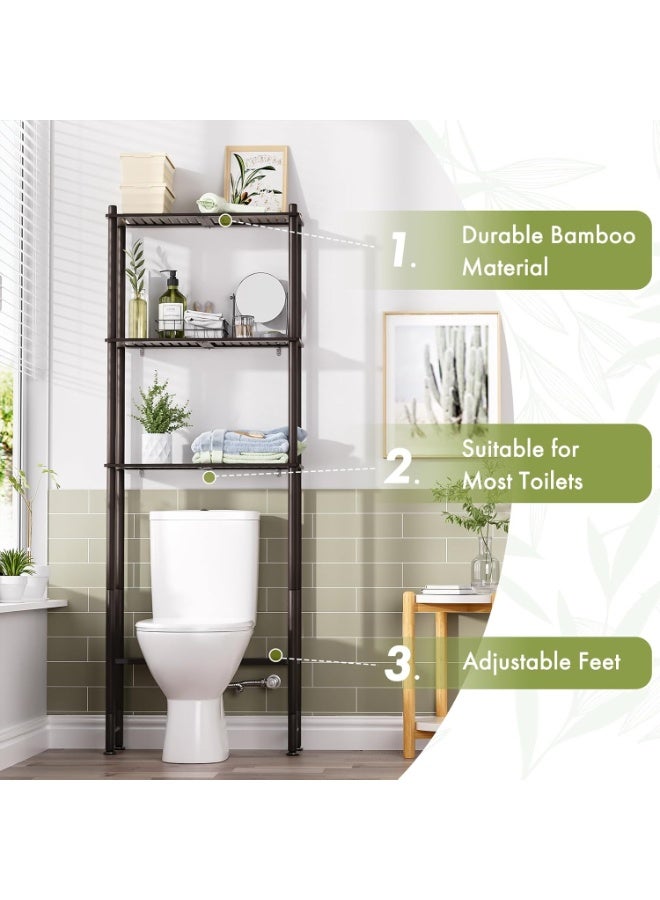 Toilet Storage Shelf, Multi-Purpose 3-Tier Metal Bathroom Organizer Rack, Space-Saving Freestanding Storage Unit for Bathroom, Balcony, Living Room - Image 3