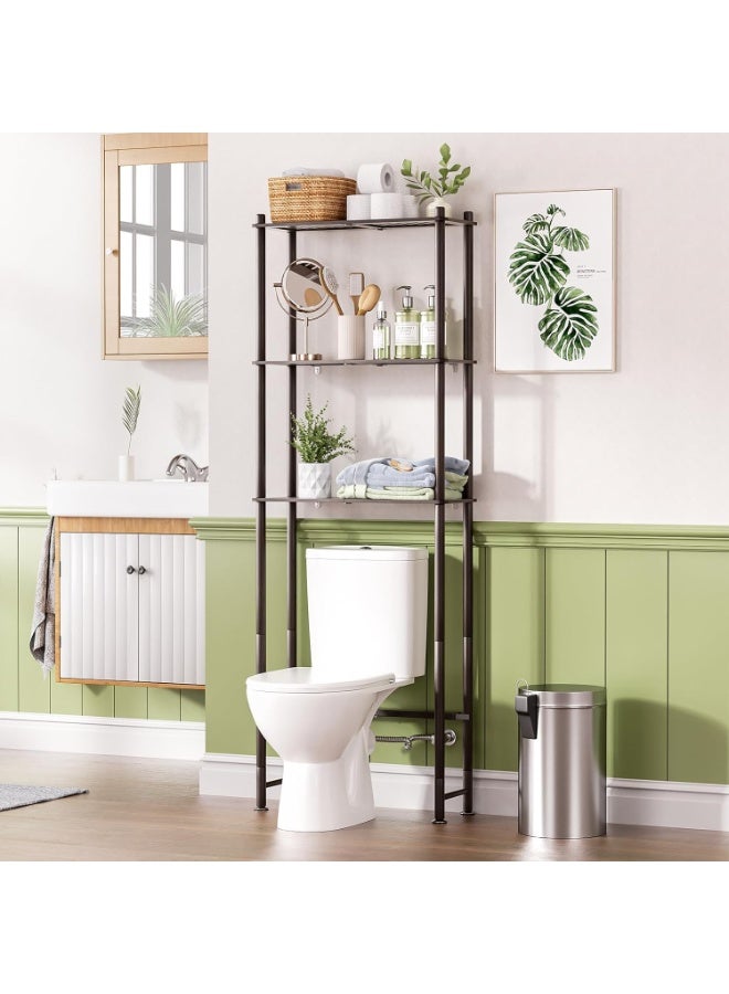 Toilet Storage Shelf, Multi-Purpose 3-Tier Metal Bathroom Organizer Rack, Space-Saving Freestanding Storage Unit for Bathroom, Balcony, Living Room - Image 2