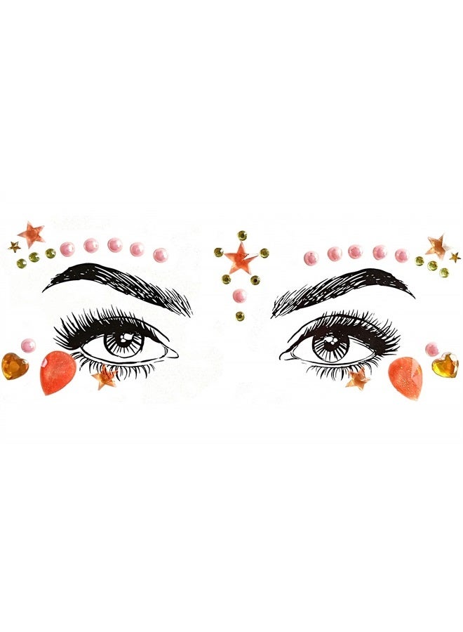 SHINEYES 6 Pcs Music Festival Face Jewels, Rhinestone Rave Face Gems Glitter,Crystal Birthday Party Festival Face Sticker, Eyes Face Body Temporary Tattoos for Festival Party - Image 4