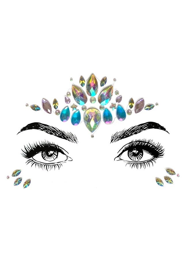 SHINEYES 6 Pcs Music Festival Face Jewels, Rhinestone Rave Face Gems Glitter,Crystal Birthday Party Festival Face Sticker, Eyes Face Body Temporary Tattoos for Festival Party - Image 3