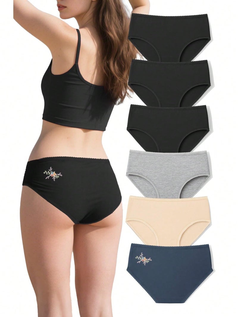 Omichic Women's 6 Pack Underwear Cotton Hipster Panties Low Rise Briefs Soft Strench Breathable Ladies Bikini Underwear - Image 1