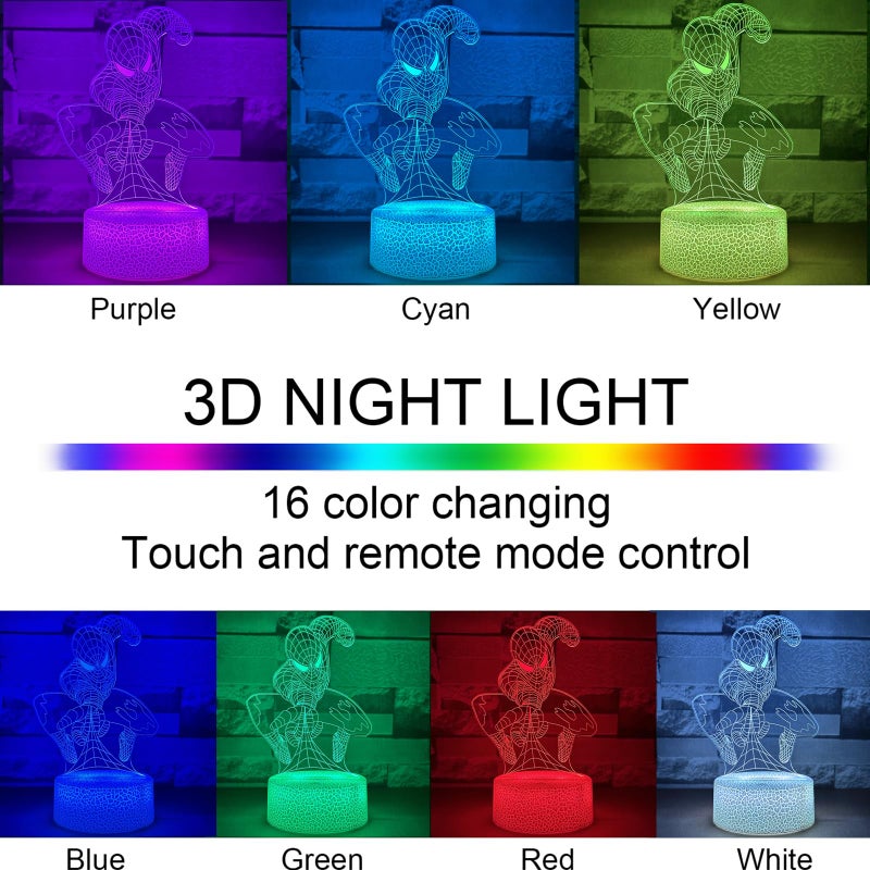 SOLARAE 3D Night Light for Kids, 16 Colors Dimmable Optical Illusion Lamp with Smart Touch Control, LED Bedside Lamp Room Decor for Boys Girls Teens Birthday Gift, Home Nursery Decoration - Image 2
