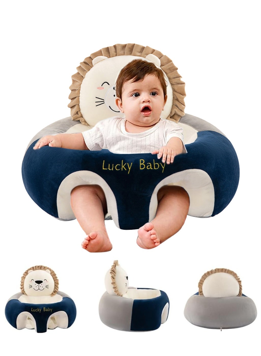 Baby Sitting Support Seat Sofa, Infant Learning Sitting Chair,Nursery Support Seat Pillow Protector for Head,Infant Plush Seats,Feather Cotton Filling,Learning Sit Sofa