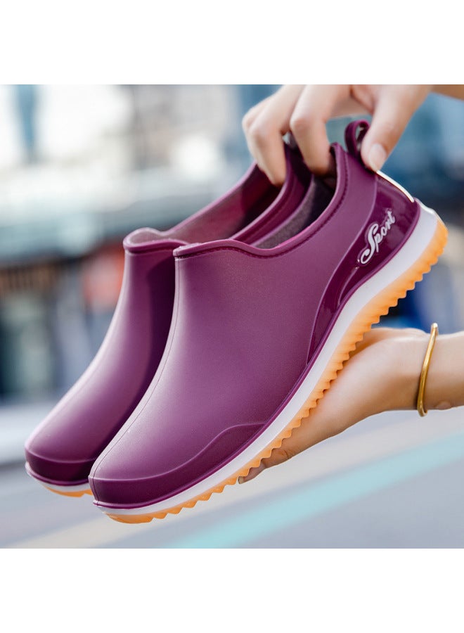 Fashion Shallow Mouth Rain Boots Women's Outer Wear Low Barrel Waterproof Shoes Water Boots Non-slip Four Seasons Rain Boots Short Barrel Rubber Shoes Students