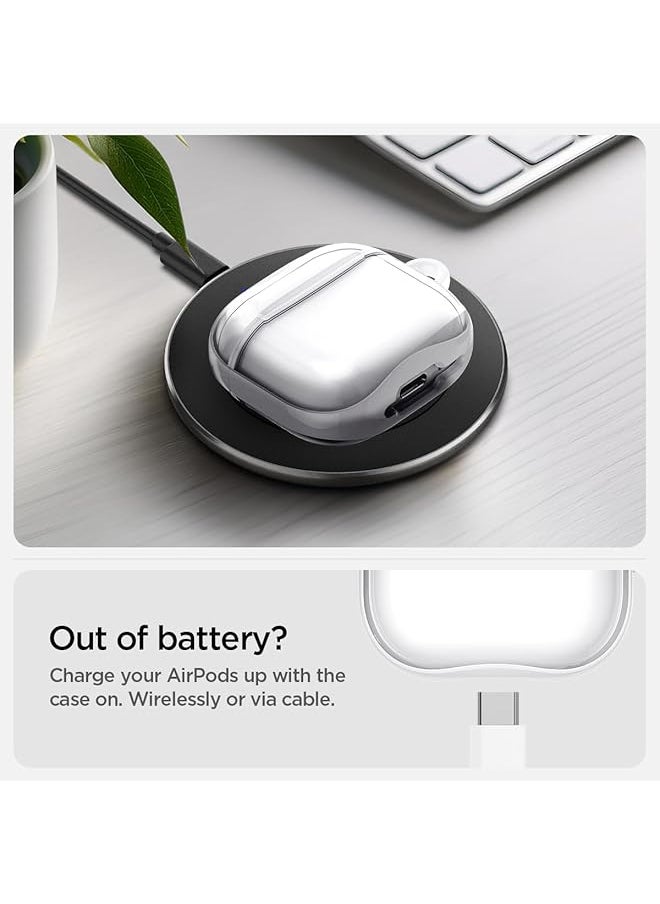 Spigen - Ultra Hybrid Designed For Airpods 4 Case Cover 2024 Protective Clear Anti Yellowing With Carabiner Jet White - Image 1