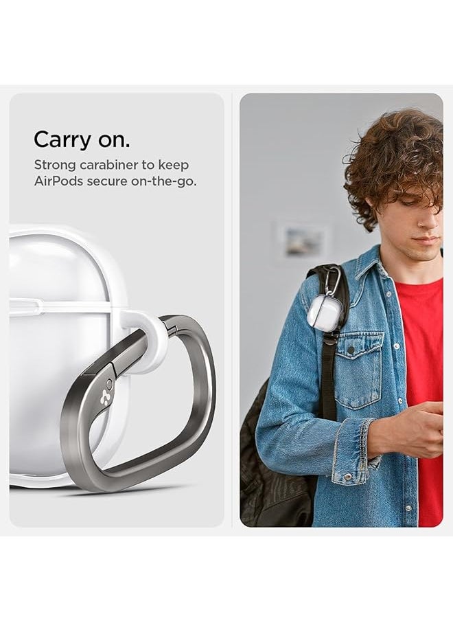 Spigen - Ultra Hybrid Designed For Airpods 4 Case Cover 2024 Protective Clear Anti Yellowing With Carabiner Jet White - Image 1